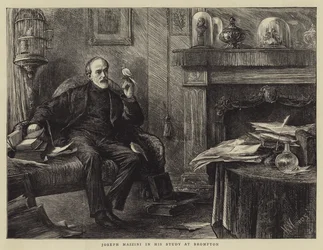 Giuseppe Mazzini en su estudio en Brompton